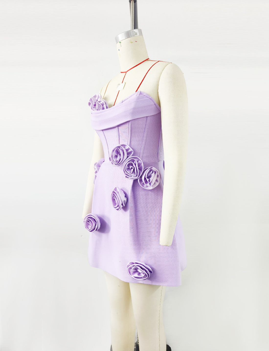 White Rose Strapless Mini Dress