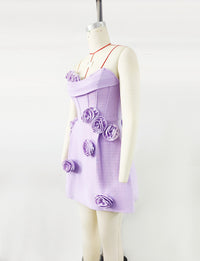 White Rose Strapless Mini Dress