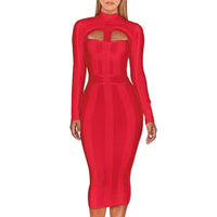 Cutout Long Sleeve Bandage Dress