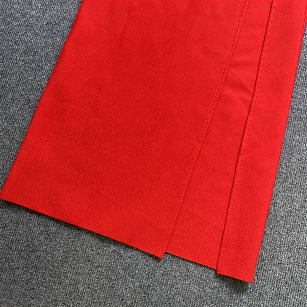 Red Rose High-Slit Maxi Skirt
