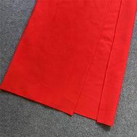 Red Rose High-Slit Maxi Skirt