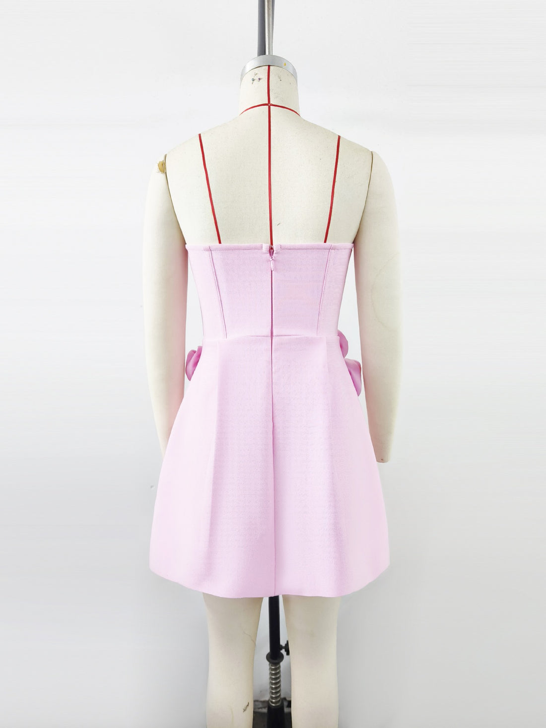 White Rose Strapless Mini Dress