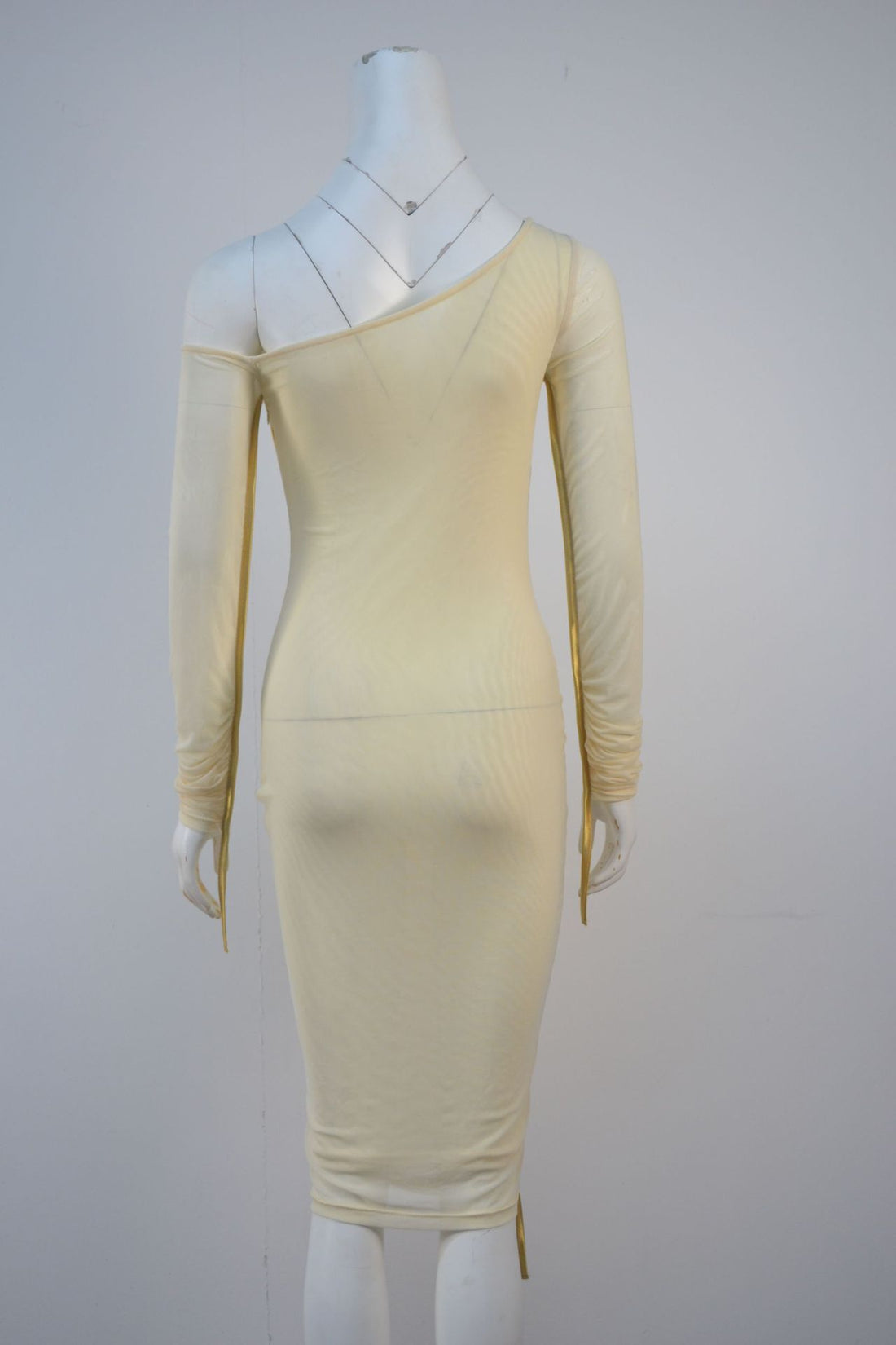 Mesh Cross-Shoulder Long Sleeve Party Dress