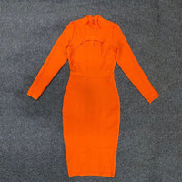 Cutout Long Sleeve Bandage Dress