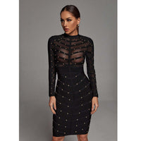 Mesh Long Sleeve Bandage Party Dress