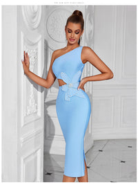 One-Shoulder Bow Bandage Dress