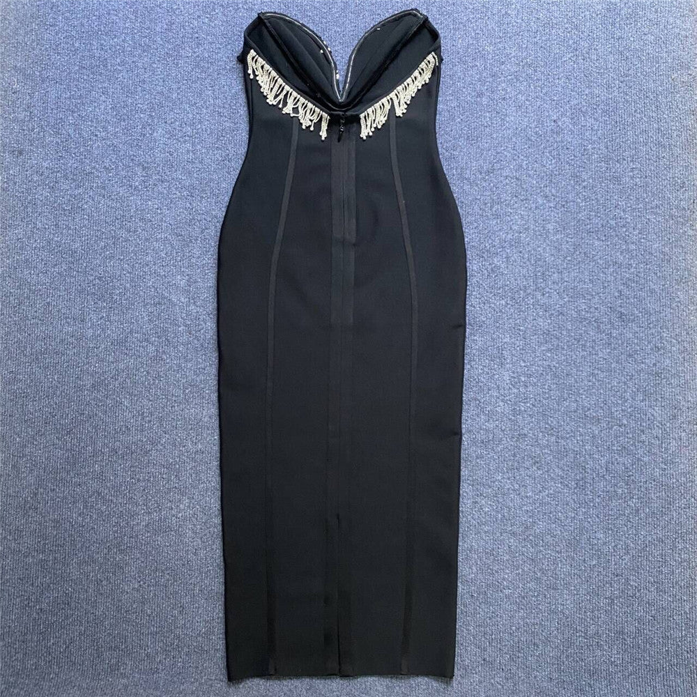 Black Sweetheart Bandage Midi Dress