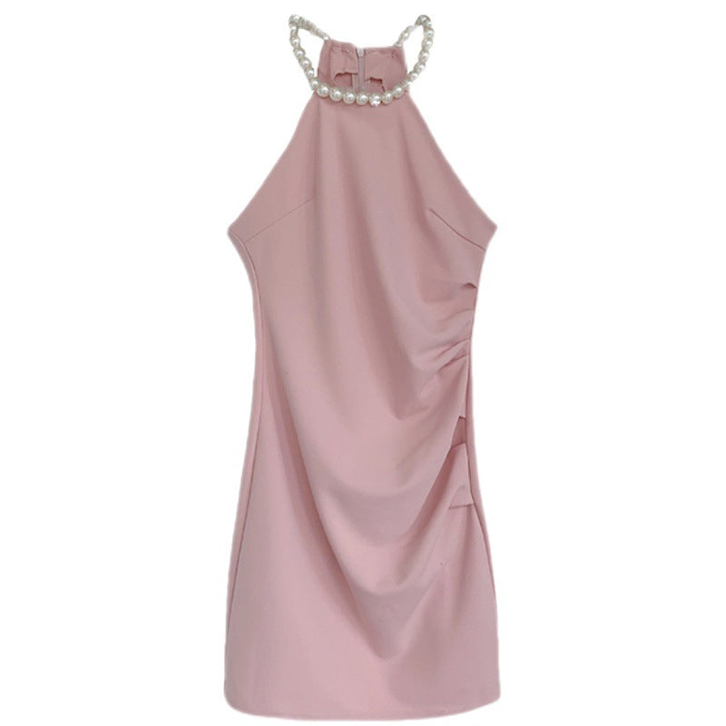 Pearl-Neck Slim Party Dress