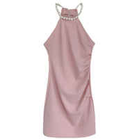 Pearl-Neck Slim Party Dress