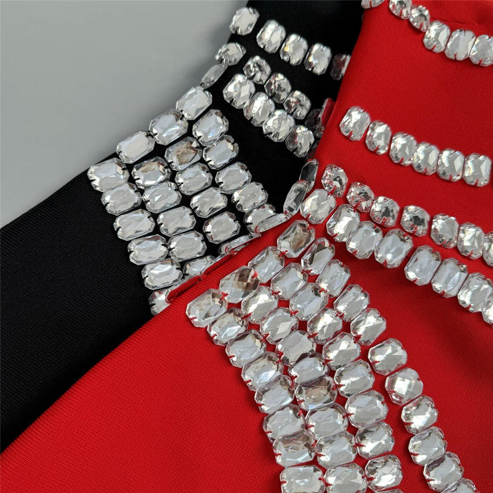Rhinestone Bandage Evening Dress