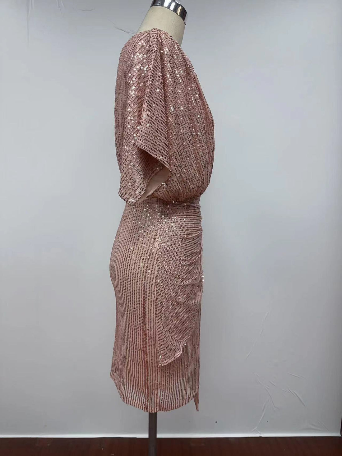 Blush One-Shoulder Sequin Cocktail Dress