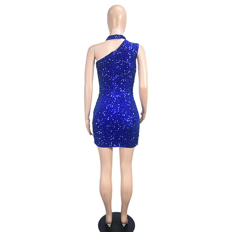 Halter Sequin Sheath Party Dress