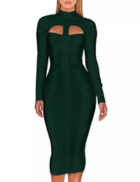 Cutout Long Sleeve Bandage Dress