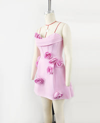 White Rose Strapless Mini Dress