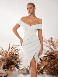 Off-Shoulder Short Sleeve Cocktail Dress
