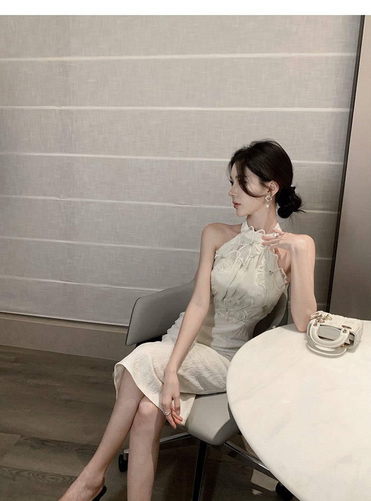 Halter Petal-Stitch Party Dress