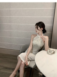 Halter Petal-Stitch Party Dress