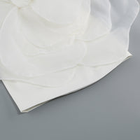 One-Shoulder White Floral Wedding Party Dress