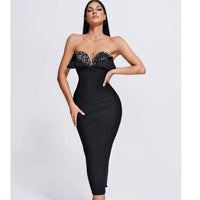 Black Sweetheart Bandage Midi Dress