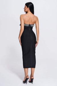 Black Sequin Tube Maxi Dress