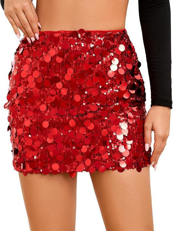 Silver Sequin Mini Skirt