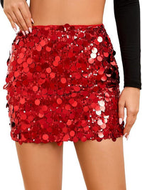 Silver Sequin Mini Skirt