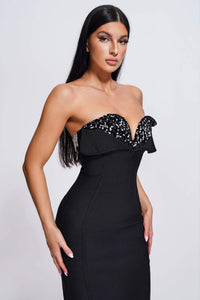 Black Sequin Tube Maxi Dress