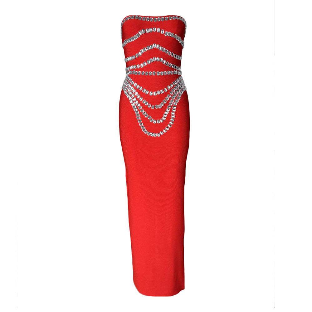 Rhinestone Bandage Evening Dress
