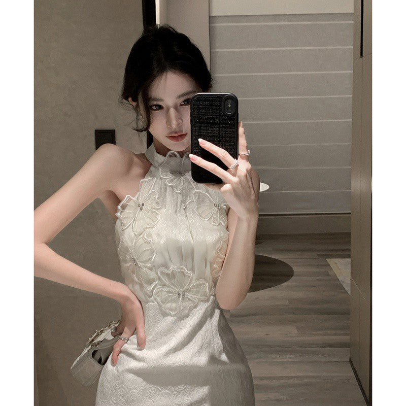 Halter Petal-Stitch Party Dress