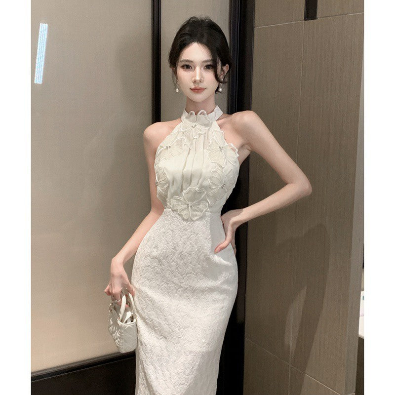 Halter Petal-Stitch Party Dress
