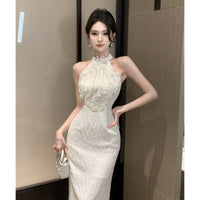 Halter Petal-Stitch Party Dress
