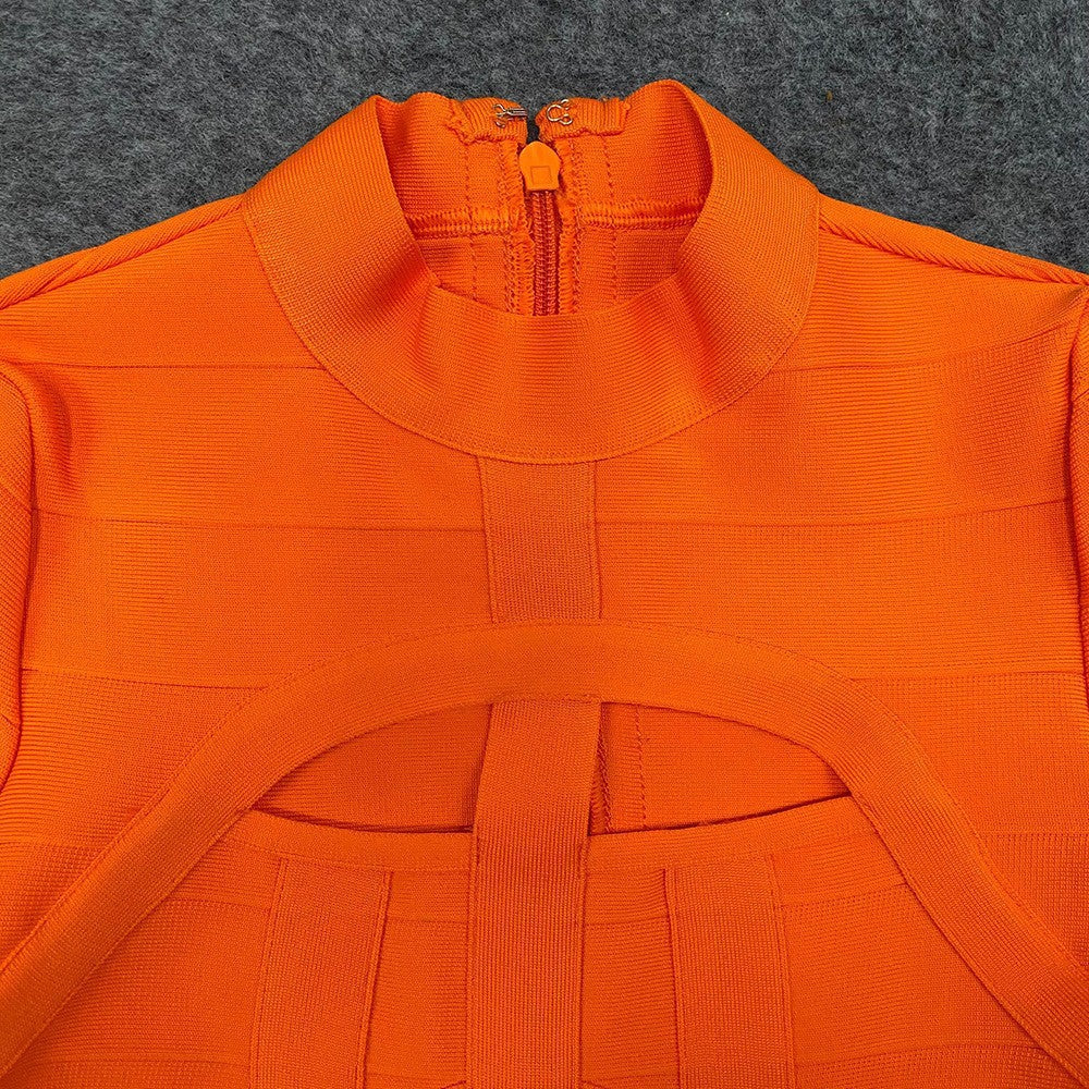 Cutout Long Sleeve Bandage Dress