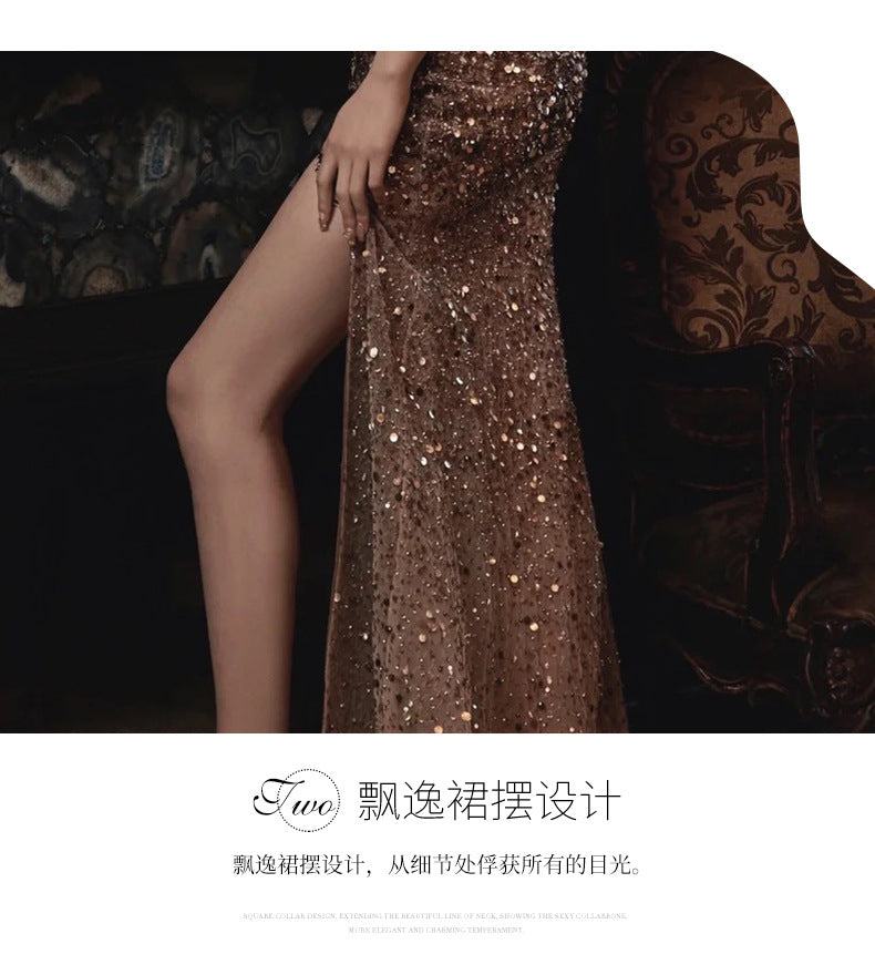 High-Slit Sling Celebrity Party Maxi Dress