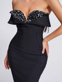 Black Sequin Tube Maxi Dress