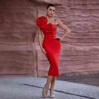 Red Ruffle Bandage Mini Dress