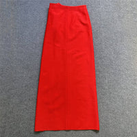 Red Rose High-Slit Maxi Skirt