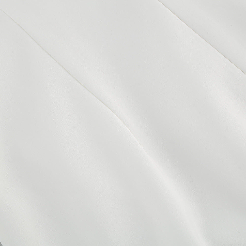 One-Shoulder White Floral Wedding Party Dress