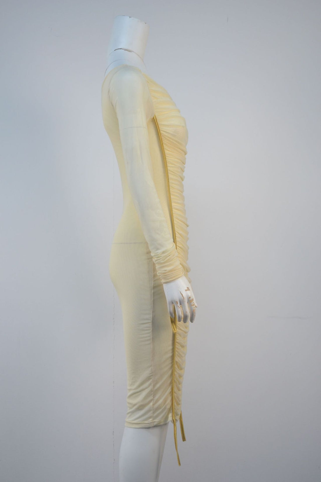 Mesh Cross-Shoulder Long Sleeve Party Dress