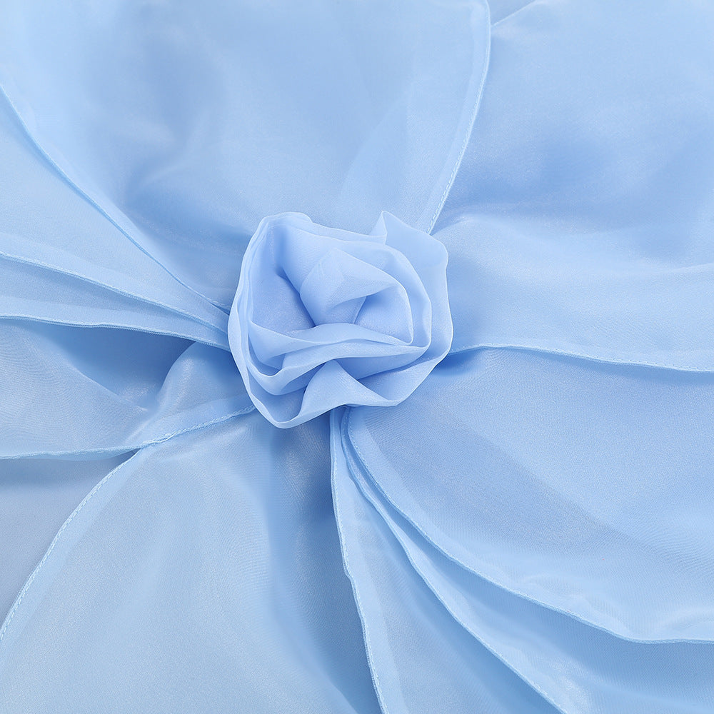 One-Shoulder White Floral Wedding Party Dress