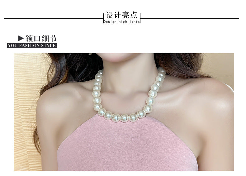 Pearl-Neck Slim Party Dress