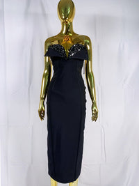 Black Sweetheart Bandage Midi Dress