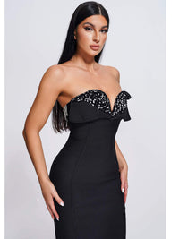 Black Sweetheart Bandage Midi Dress