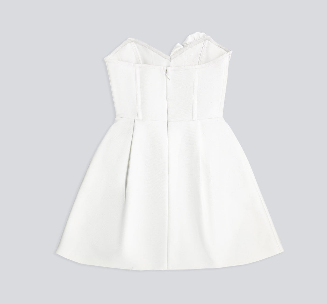 White Rose Strapless Mini Dress