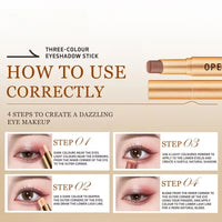 How to use TriGlow 3-in-1 eyeshadow stick in four steps