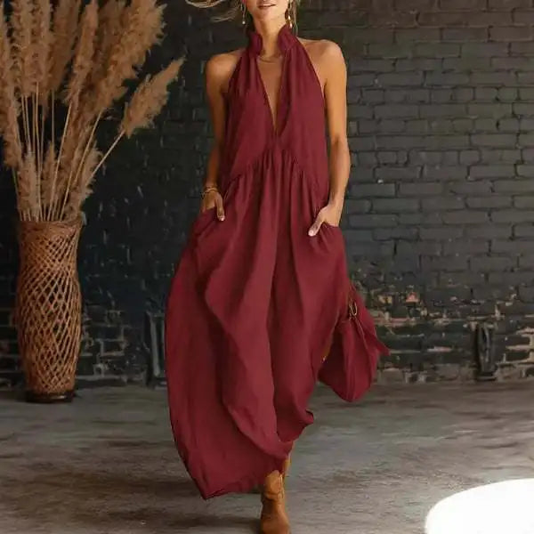 BreezeFlow Loose-Fit Maxi Dress with Pockets