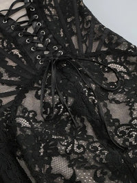 Sheer Lace Strapless Evening Dress