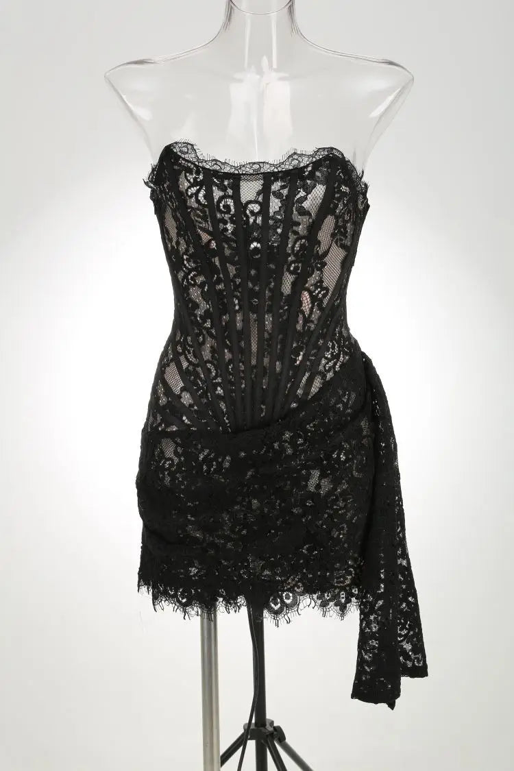 Strapless Lace Mini Dress
