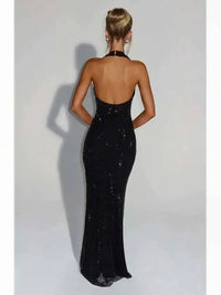 Deep-V Sequin Backless Party Mini Dress – Nightclub Sparkle