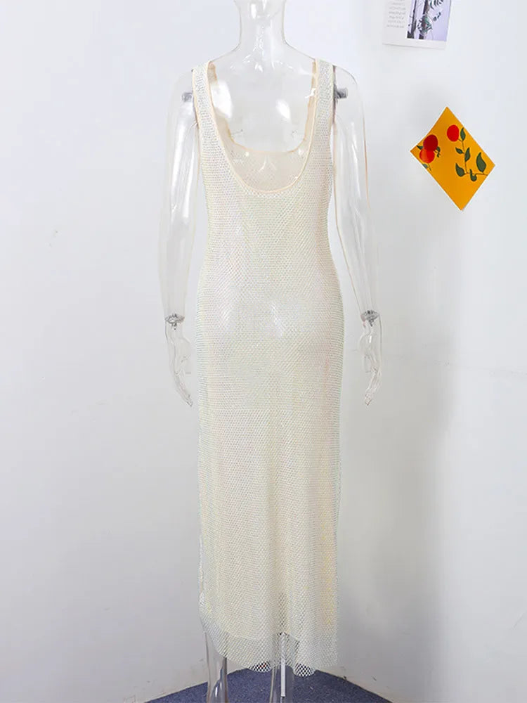 Square-Neck Mesh Sequin Mini Dress – Glitter Cocktail Dress