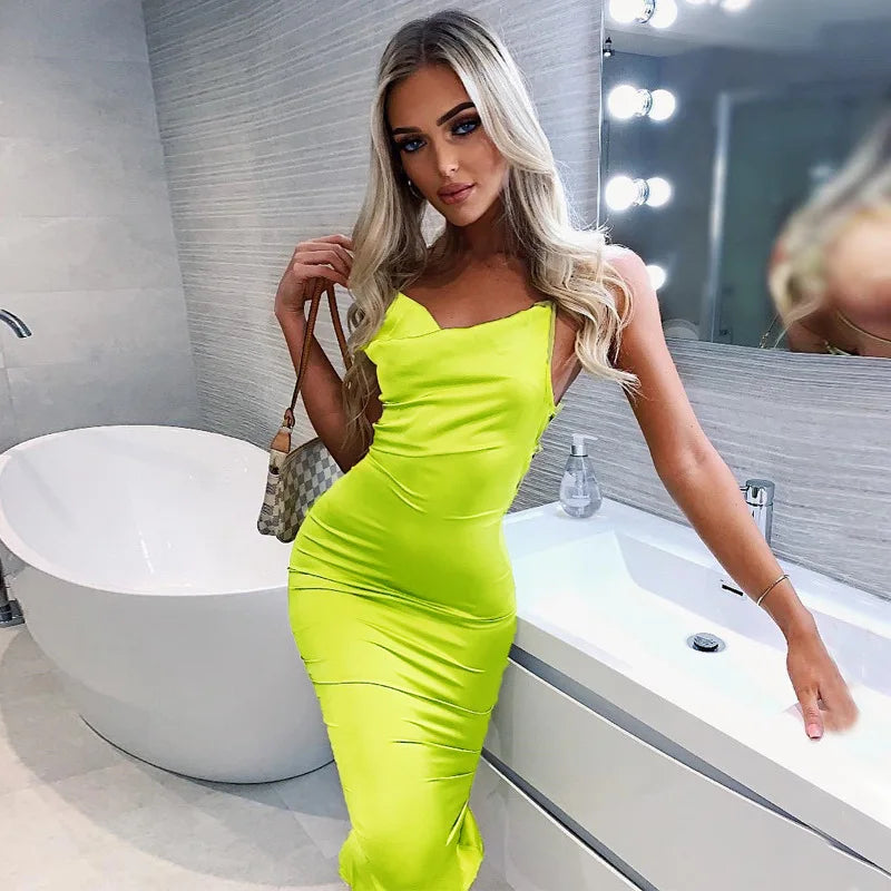 Luna Satin Midi Dress